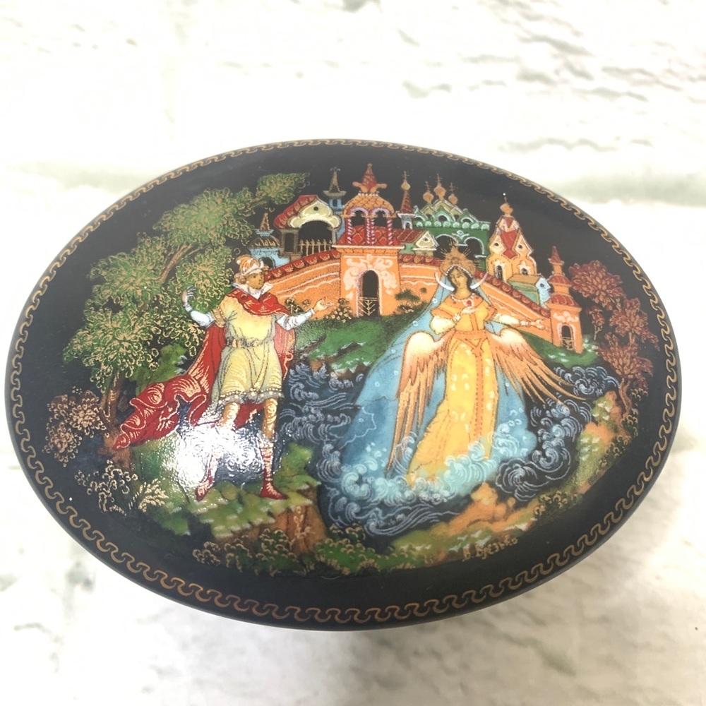 Russian fairy tale hand painted porcelain box